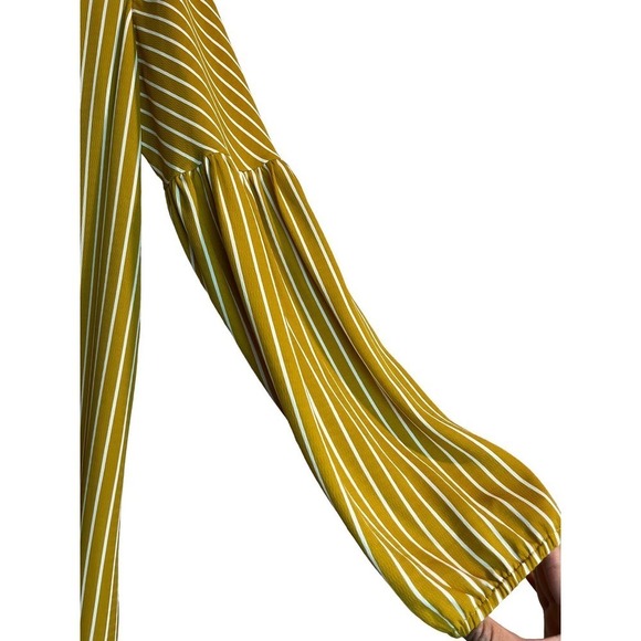 V ery j Striped Woven Duster Long Puff Sleeve,Ruffled Hem Line for - Picture 6 of 14